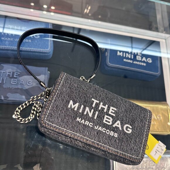 NWT! NEW! Marc Jacobs The Denim Chain Mini Bag -Black Wash - Picture 6 of 15